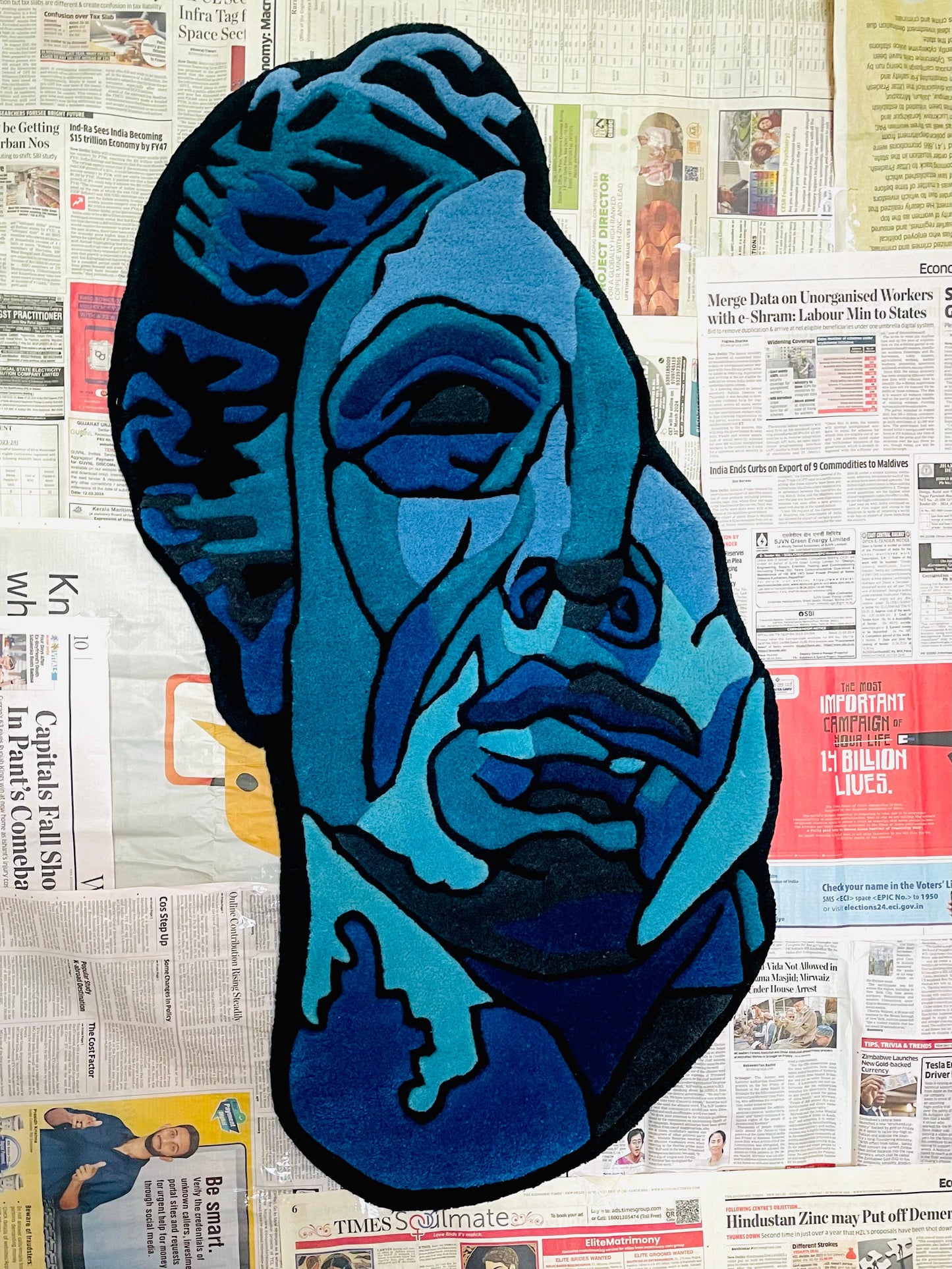 Greek Statue Face Rug