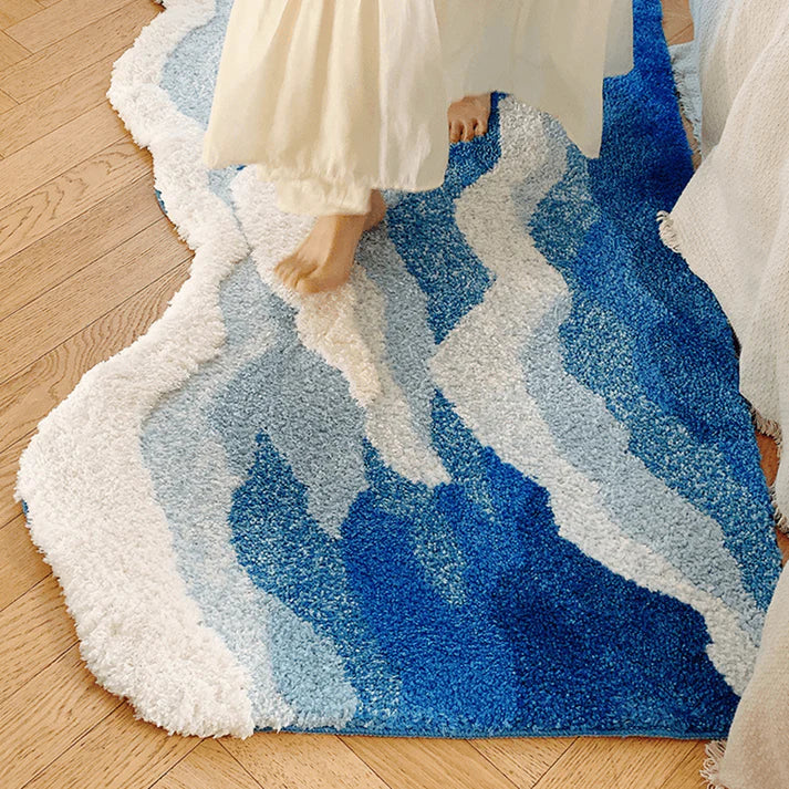 Blue Sea Waves Bedside Rug