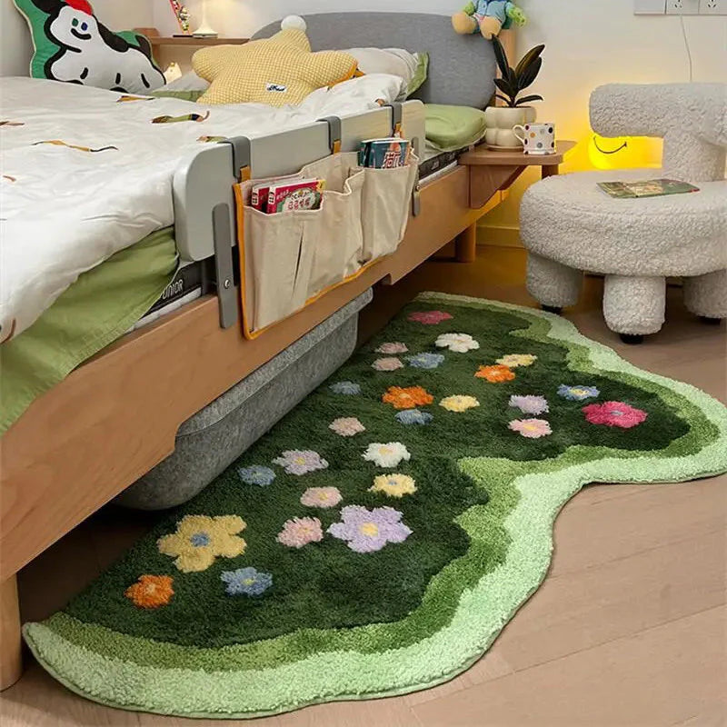 Green Blooming Lawn Rug