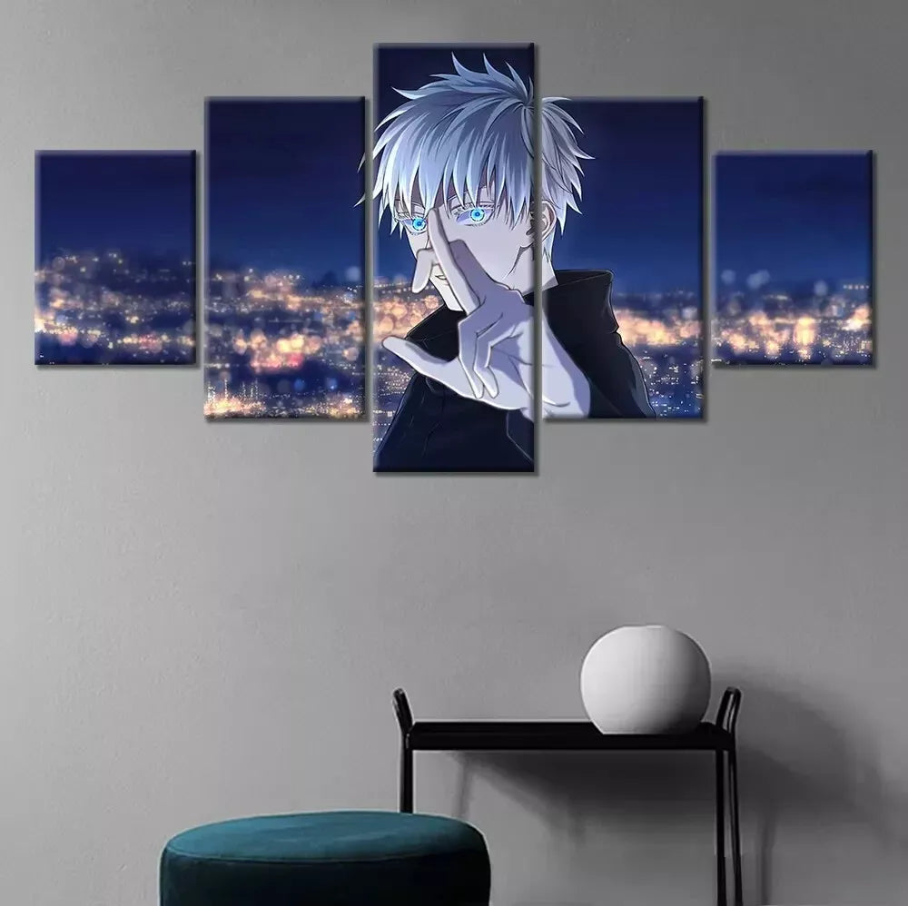 Anime Character Jujutsu Kaisen Gojo 5 Piece Panel Canvas