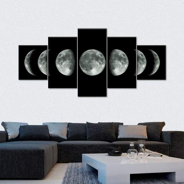 Moon phases 5 Piece Panel Canvas