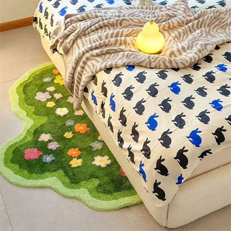 Green Blooming Lawn Rug