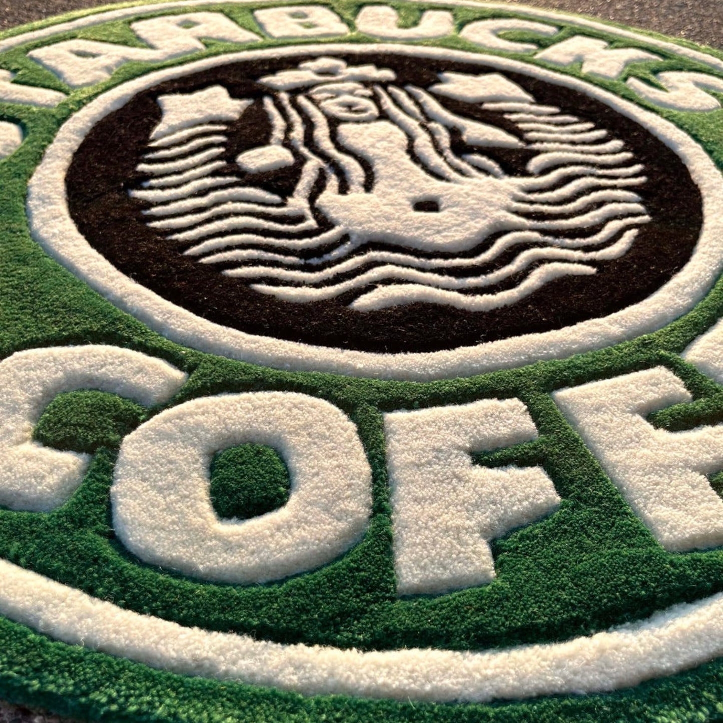Green Circular Coffee Shop Logo Rug