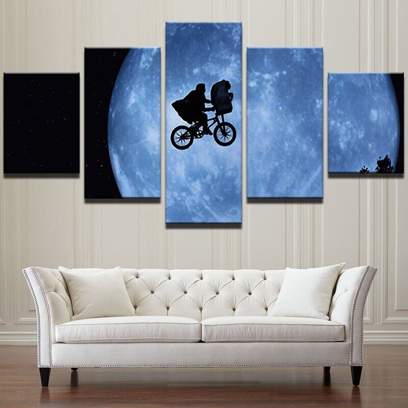 E.T Movie Moon Cycling 5 Piece Panel Canvas