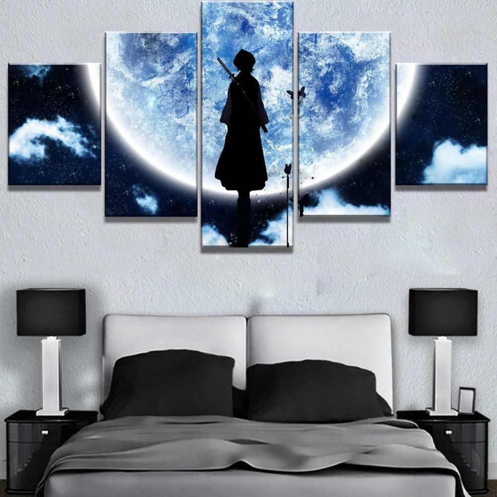Large Bleach Moon Anime Cartoon Framed 5 Piece Canvas
